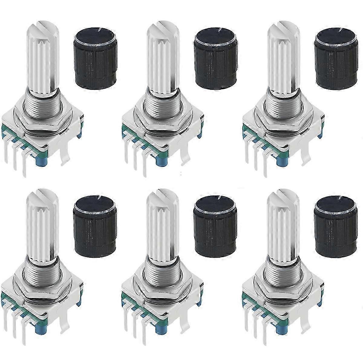 6pcs EC11 Rotary Encoder with Push Button 360 5 Pins and Knob Cap for , , ESP32