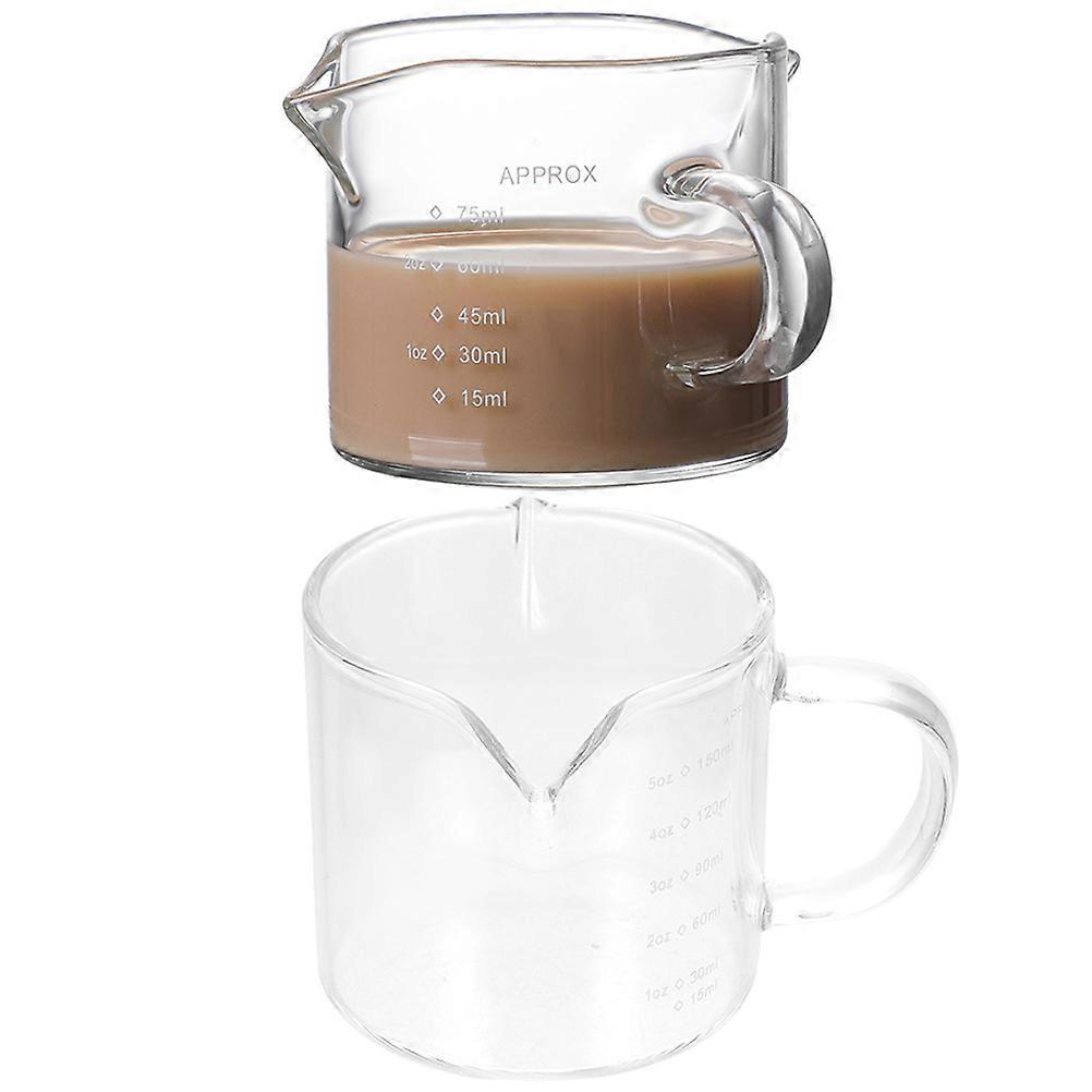 Glass Coffee Measuring Cup Double Spout Milk Pitcher for Drinking 2Pcs