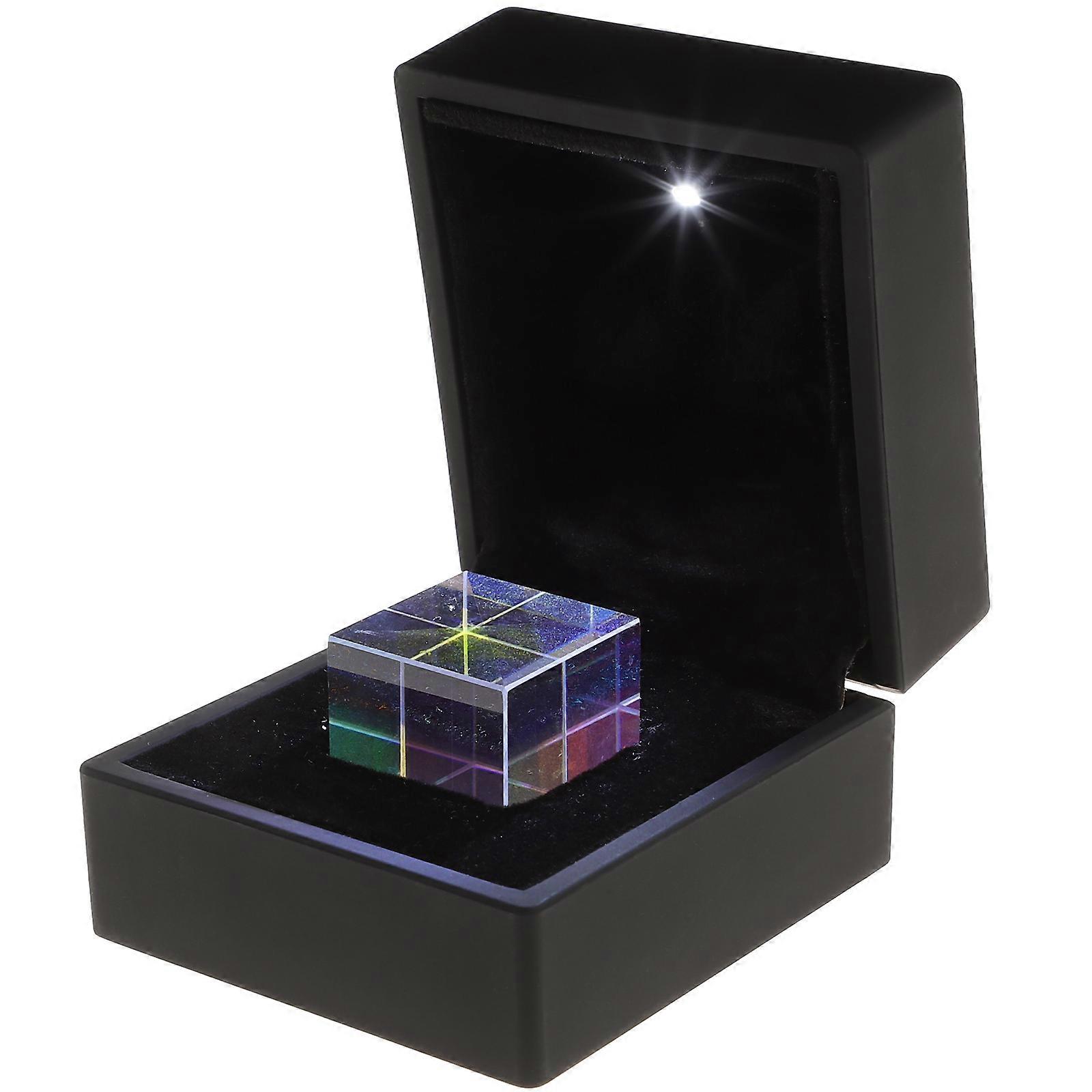 Dispersion Prism Glass Cube for Physics Teaching with Optical Rgb Cube Gift Box