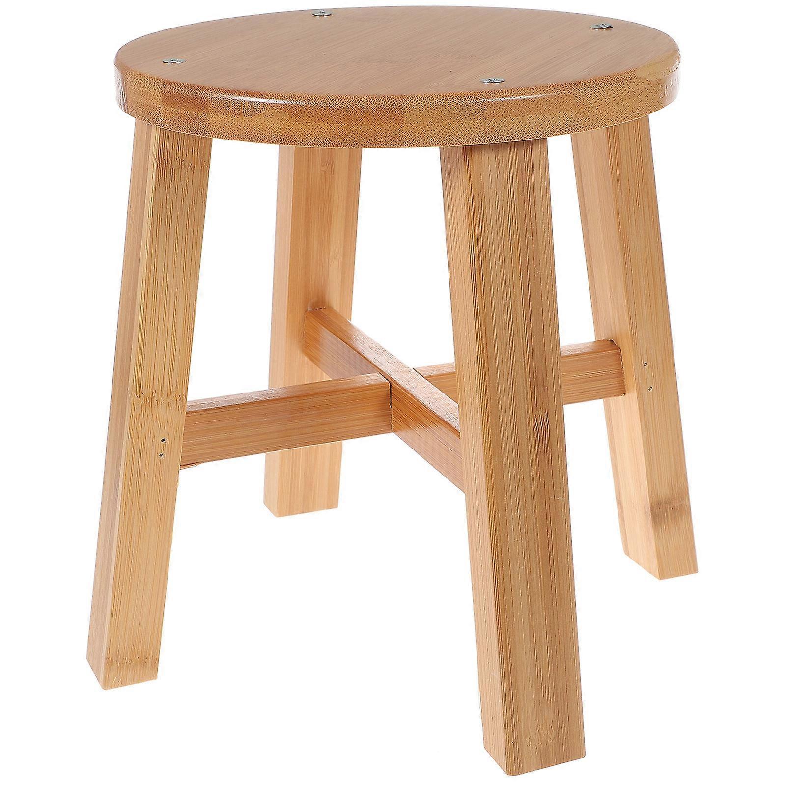 Brown Bamboo Stool Children's Stool for Non-Slip Function 1Pcs Stable Footstool