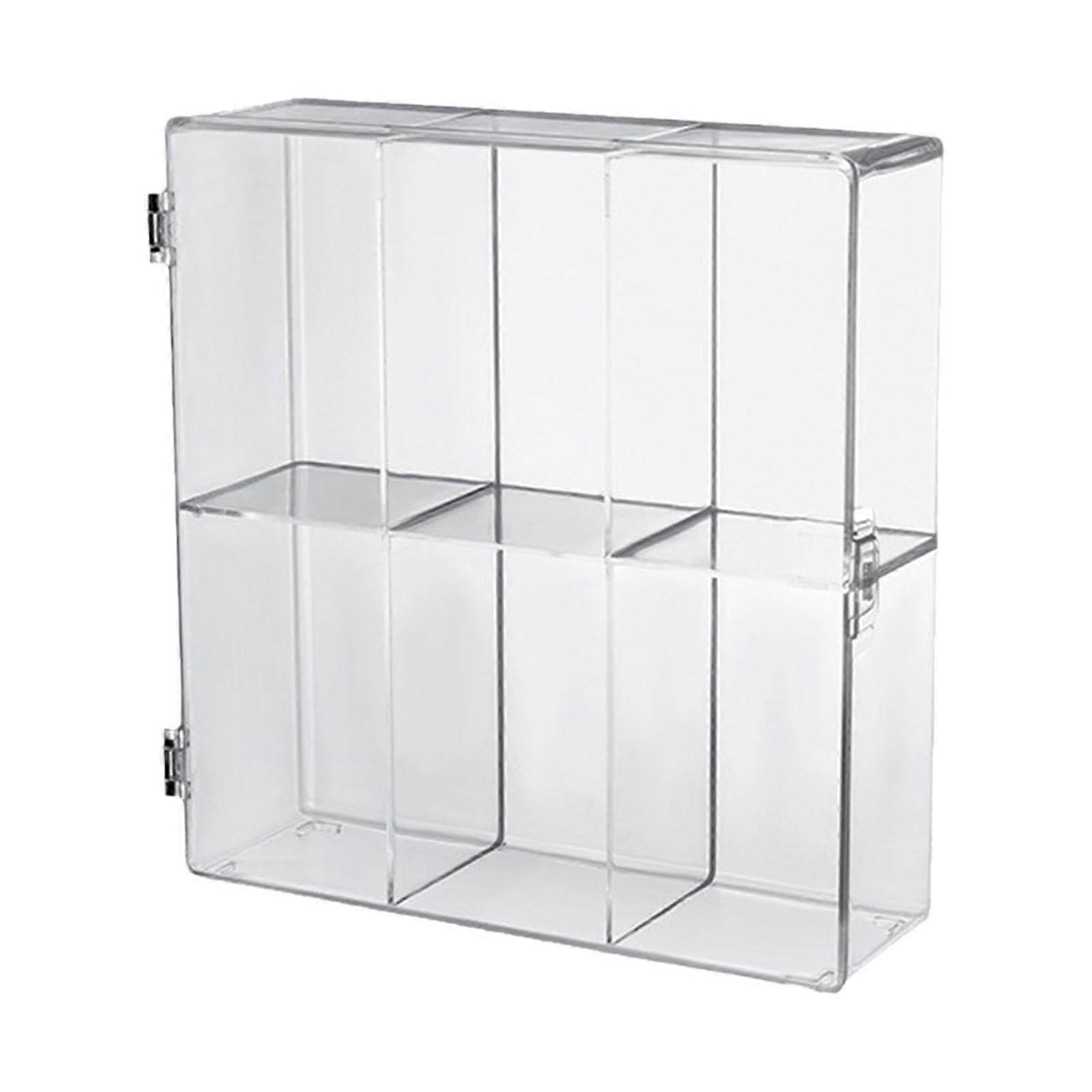Clear Display Case with Dustproof Front Door, Stackable Two Tier Showcase for Mini Figures and Toys