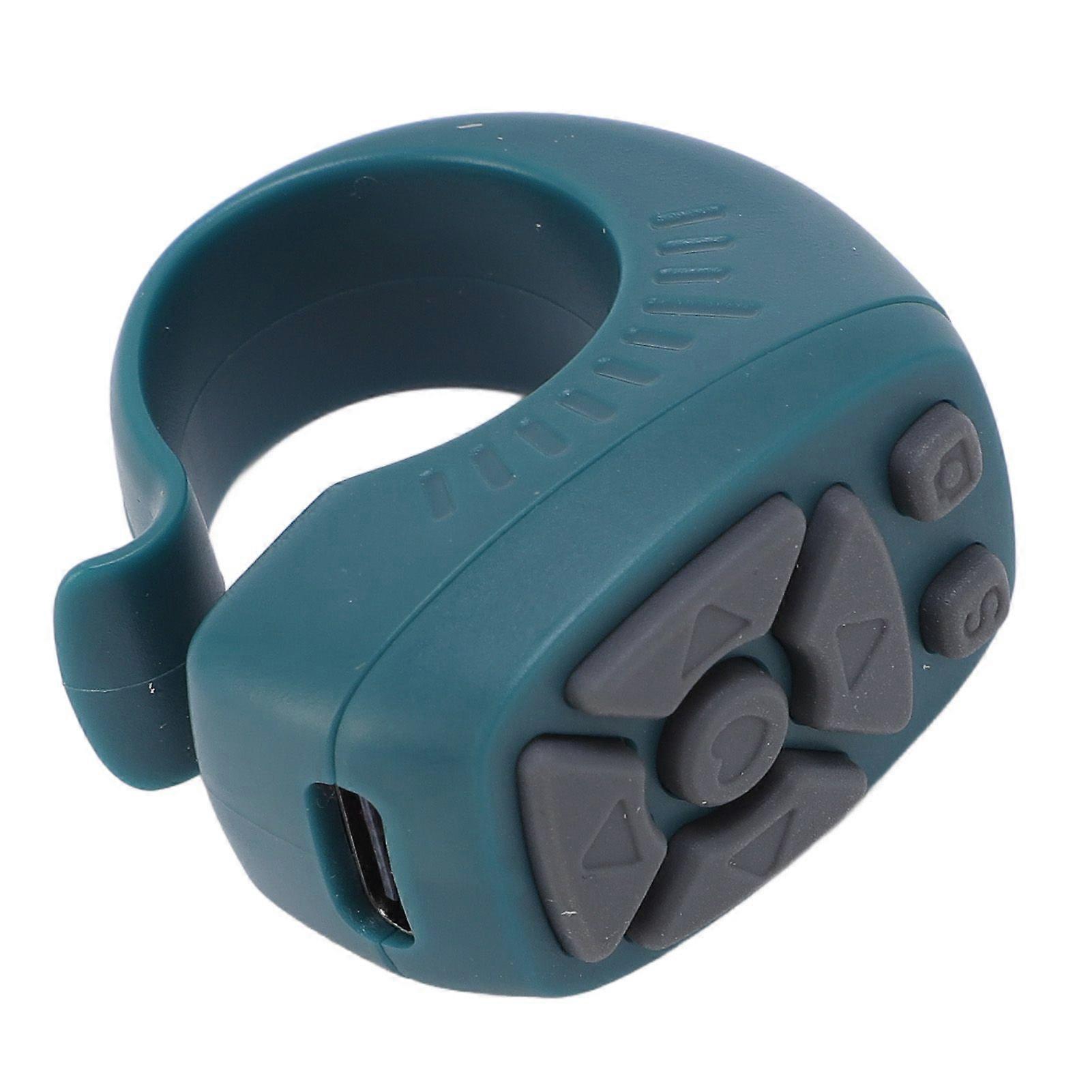 Fingertip Remote Control Ring Wireless Bluetooth Video Controller 7 Key Compatible With Tiktok Scrolling Dark Green