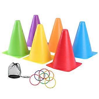 12 kleurrijke plastic voetbaltrainingskegels – inclusief draagtas – voor sportmarkering