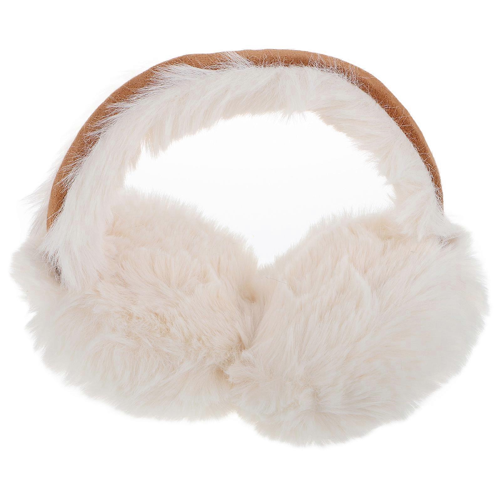 Foldable Plush Ear Muff Ear Warmer for Cold Piece Beige