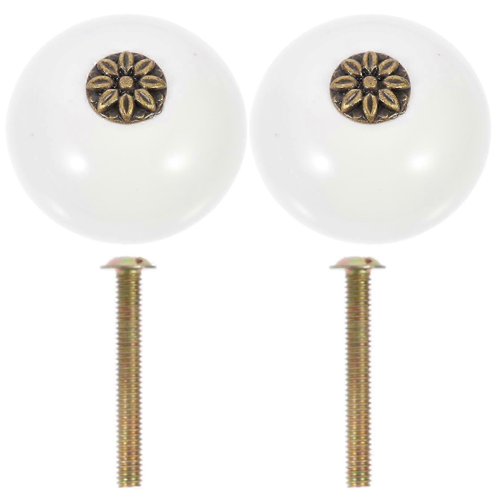Cabinet Knobs Round Drawer Knobs for Home Use 2Pcs Zinc Alloy White