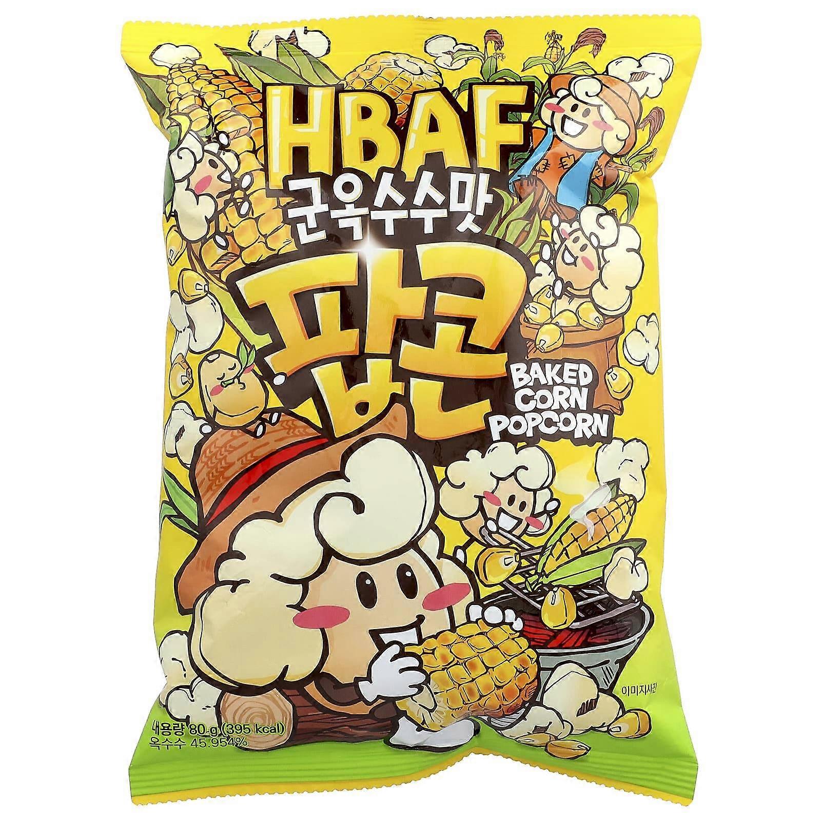 HBAF, Baked Corn Popcorn, 80 g, 7-Pack