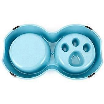 2 w 1 Anti Gluttonous Dog Cat Bowl, interaktywna miska do powolnego karmienia Antypoślizgowa miska dla zwierząt niebieskich