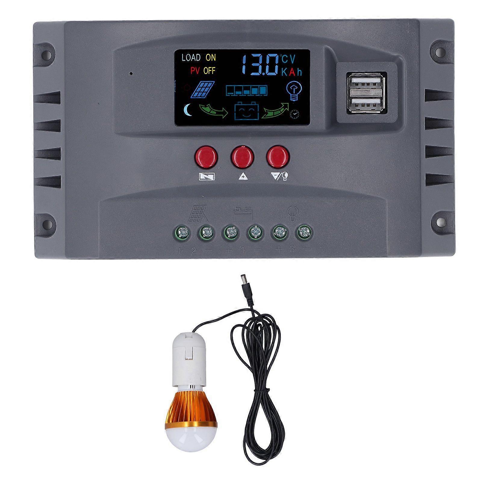 Solar Charge Controller with Light LCD MPPT Overcurrent Protection Solar Charge Controller 12V 24V 20A