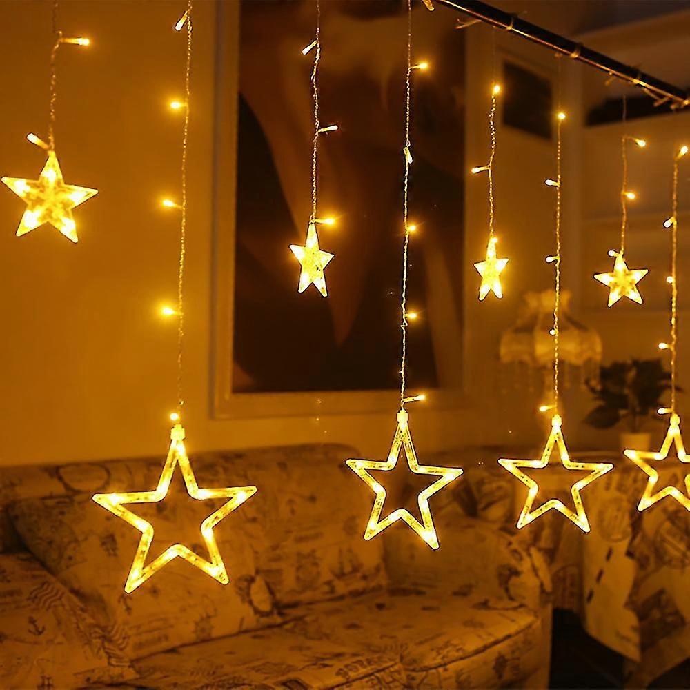 Twinkle Star Led Window Curtain String Light Compatible With Christmas Decorations