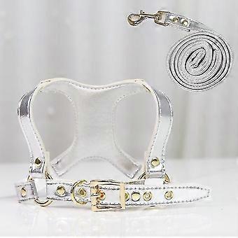 Soft Leather Dog Collar and Leash Set Adjustable Lengths Leash for Small Medium Large Dogs Size S