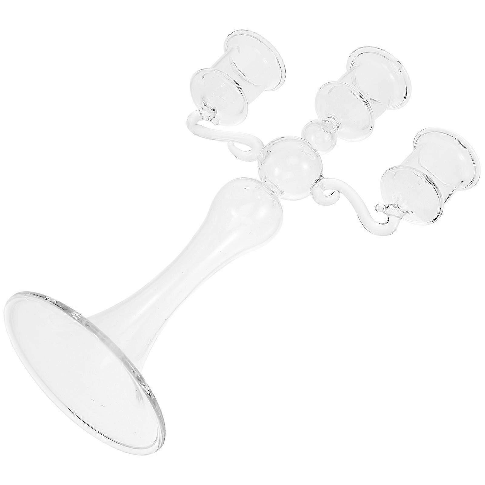Glass Candlestick Holder, Clear, Decorative Use