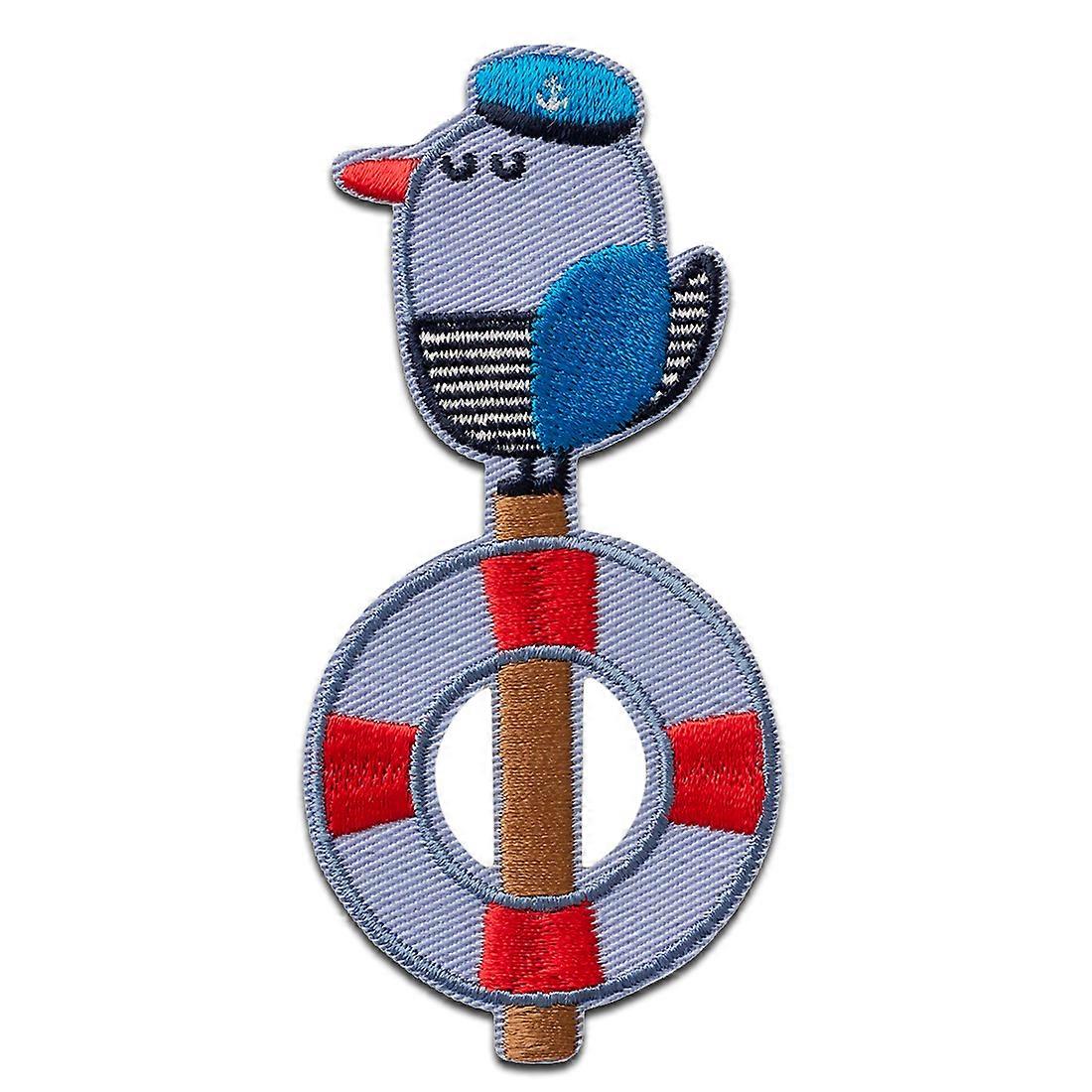Seagull on Mast Animal - Patch, Iron-on Patch, Iron On Patch, Size: 9.7 x 4.6 cm