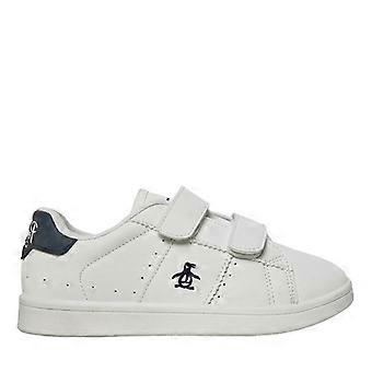 Penguin Junior Marble White/Navy Trainers