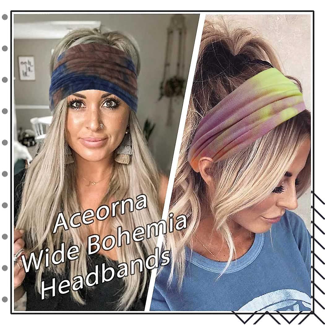 Breites Stirnband-Set 4 Stück – Yoga, Workout, Schweißband, Elastisch Für Frauen