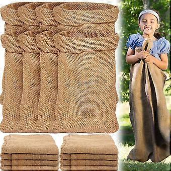 12 Pack Burlap Sack Race Bags 24x40 Inch Durable Burlap Construction for Outdoor Party and Carnival Games