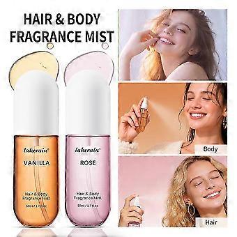 50ml Vanilla Rose Fragrance Mist, Hair & Body Spray, Long-Lasting Travel Size Perfume Freshener