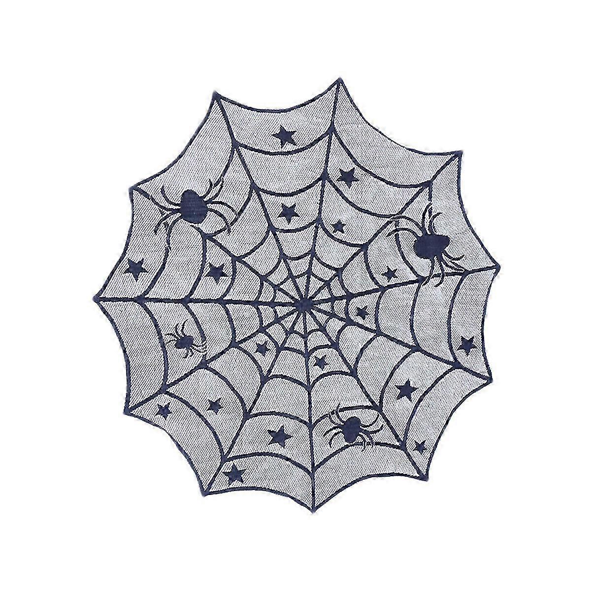 Web Tablecloth Black Lace compatible with Halloween Table Use 3Pcs