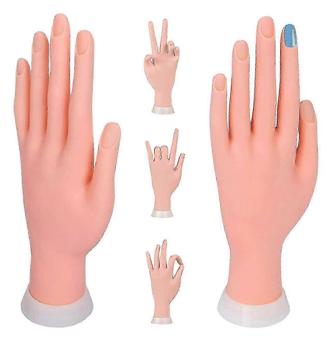 5 Pcs Bendable Rubber Prosthetic Hand Manicure Practice Tool Suitable For Beginners