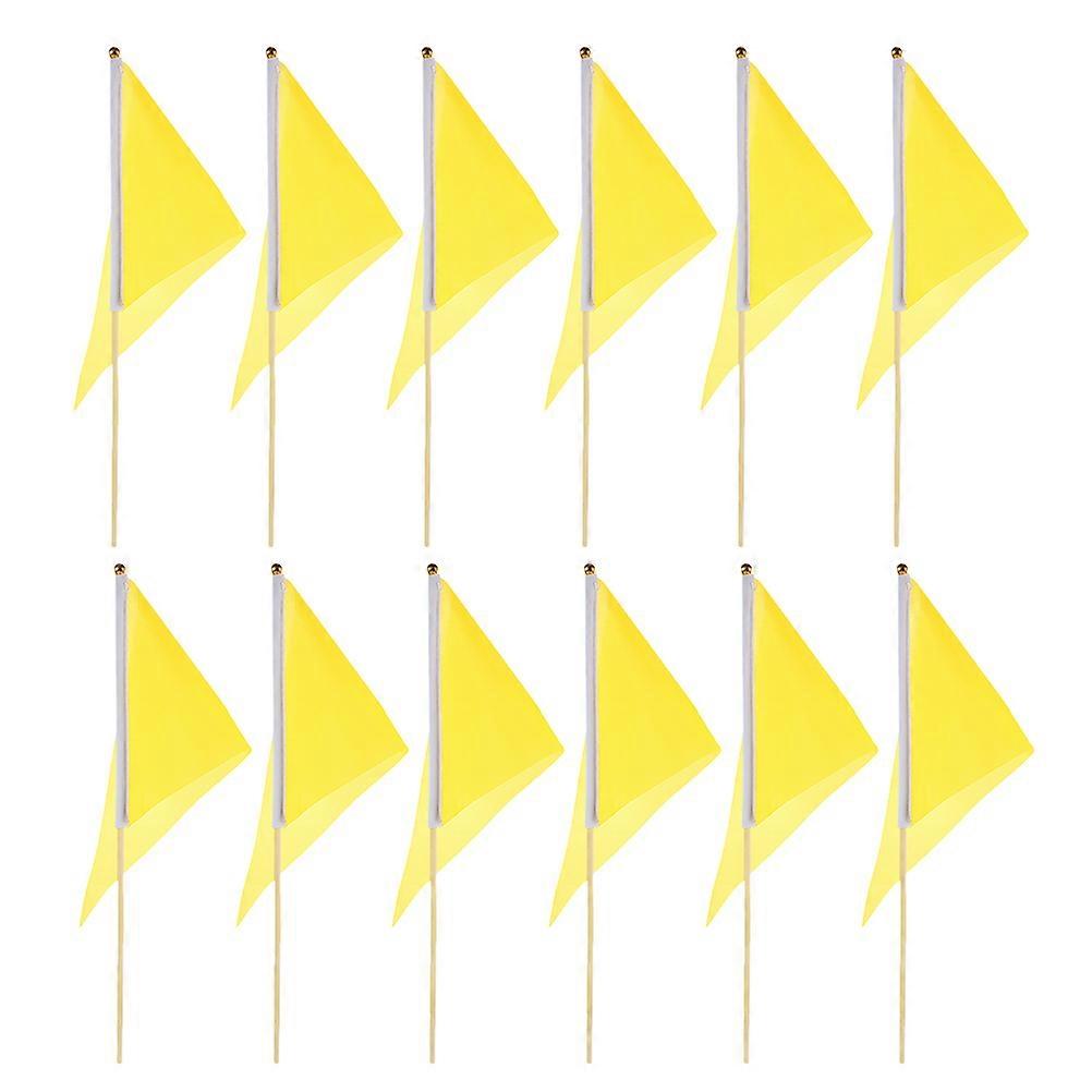 Construction Safety Flags Yellow Triangle Outdoor Marking Flags 12Pcs