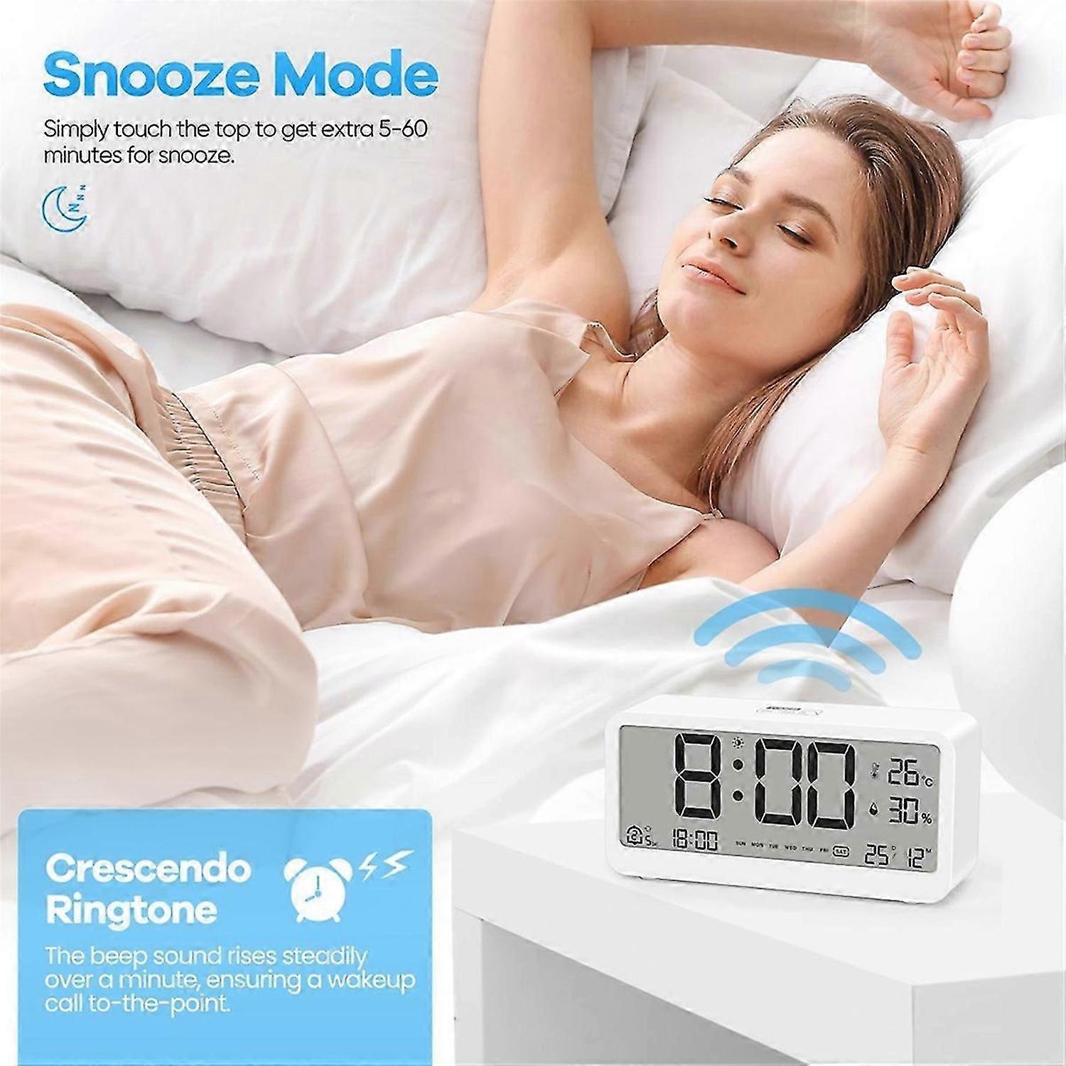 Digital Alarm Clock with Large LCD Display,Loud Ringtone for Efficient Wake Up,Multifunction with Te
