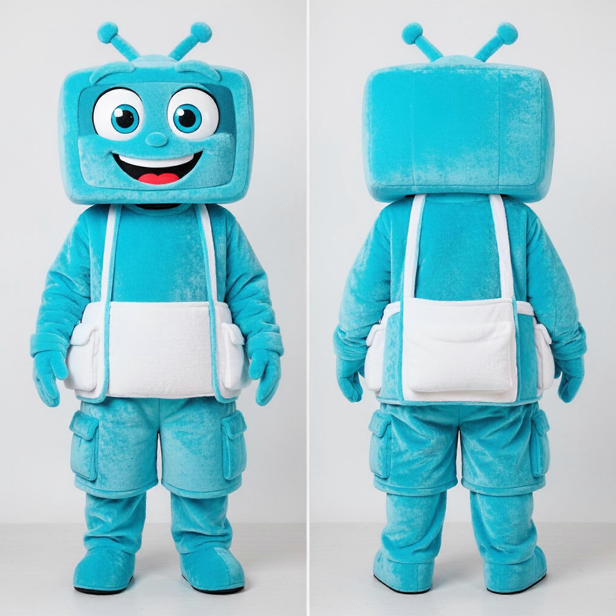 MASTICOT Cyan Cartoon Television Mascot