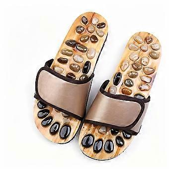 Women's Brown Natural Serpentine Massage Acupressure Slippers, Promote Blood Circulation for Improved Sleep
