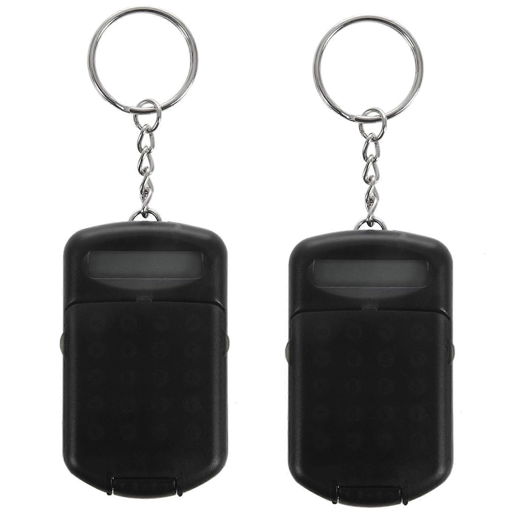 2X Gray Plastic Casing 8 Digits Electronic Mini Calculator W Keychain