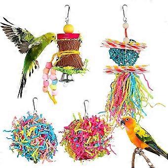 Natural Wood Bird Shredding Toy Set