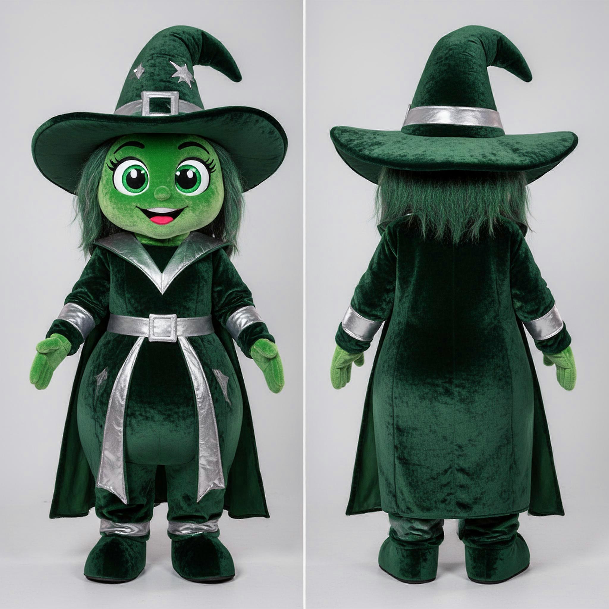 MASTICOT Forest Green Dramatic Witch Mascot