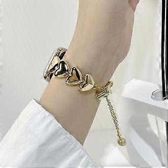Elegant HeartLink Bracelet Band for Apple Watch 38/40/41/42mm Gold Women Stainless Steel Jewelry Style