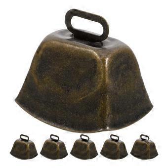 Dark Brown Cow Bells for Decoration Made of Iron 6Pcs with Unique Sound