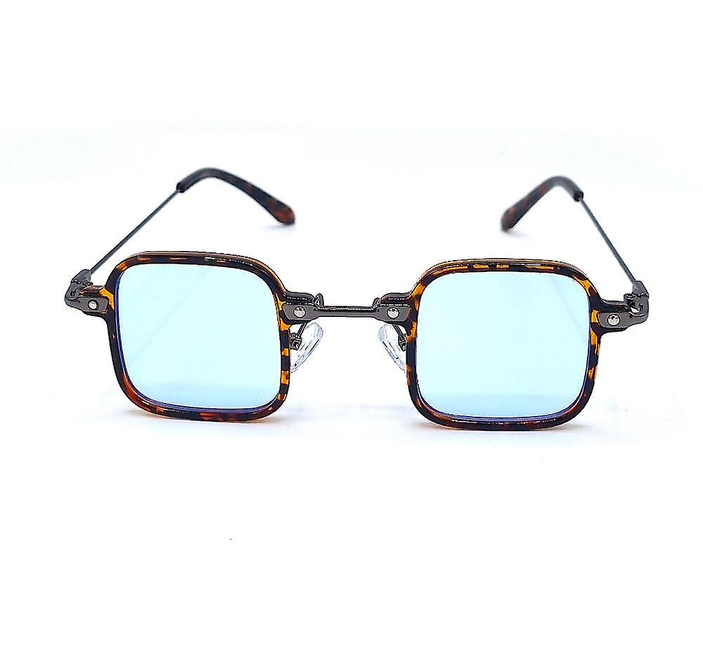 Lunettes de soleil carrées Tony S - Léopard / Bleu clair / Translucide 