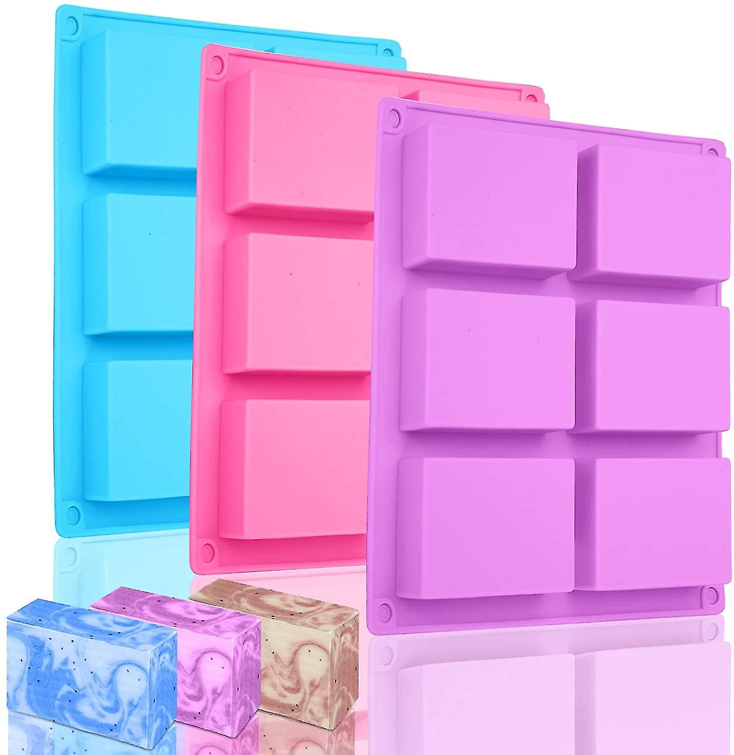 3 Pcs Soap Moulds Silicone, Soap Mould 6-cavity Rectangle Silicone Mould