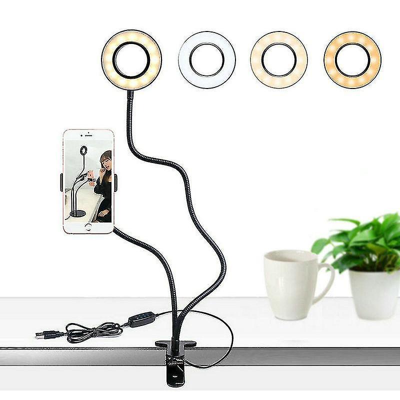 Black Long Arm Selfie Universal Holder 24 leds Ring Flash Usb Clip Camera