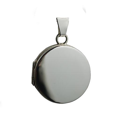 9ct White Gold 20mm plain flat round Locket
