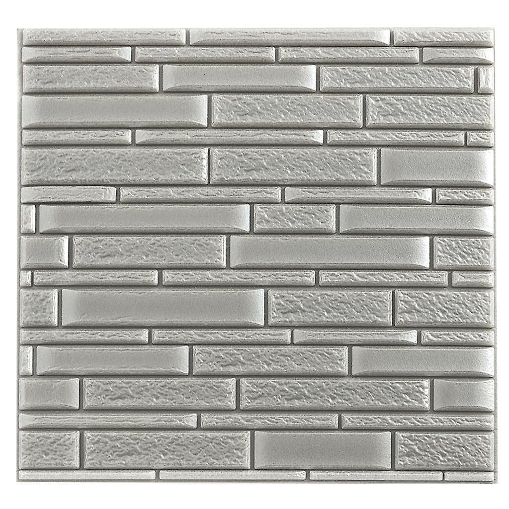 Self-adhesive 3D Wall Stickers Bricks Style Wall Paper PE Foam Panel Silver