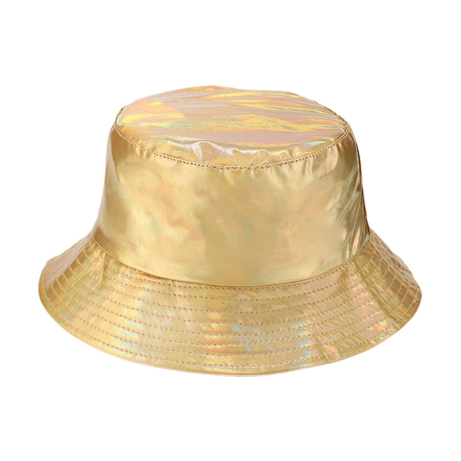 Unisex Kova Şapkası Su Geçirmez Holografik Ayarlanabilir Güneş Koruma Suni Deri Düz Üst Balıkçı Şapkası Günlük Gezi İçin