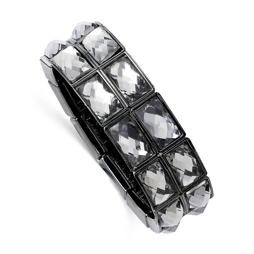 女性のためのブラックメッキグレーエポキシストーンストレッチブレスレット-ストレッチ-ブレスレット - 48.2グラム