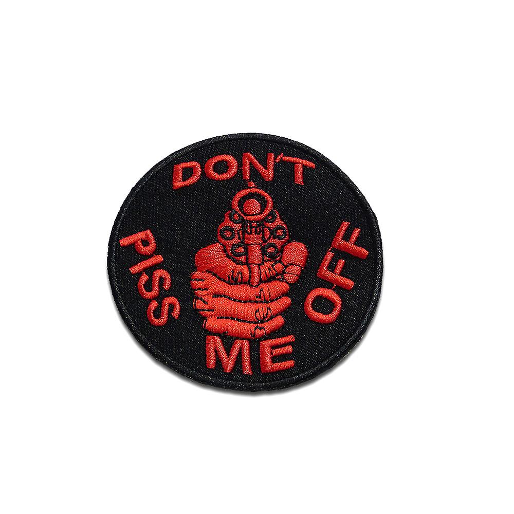 Patch / iron-on patch - Don ́t piss me off Biker - red - Ø7,3cm - Iron-on patches