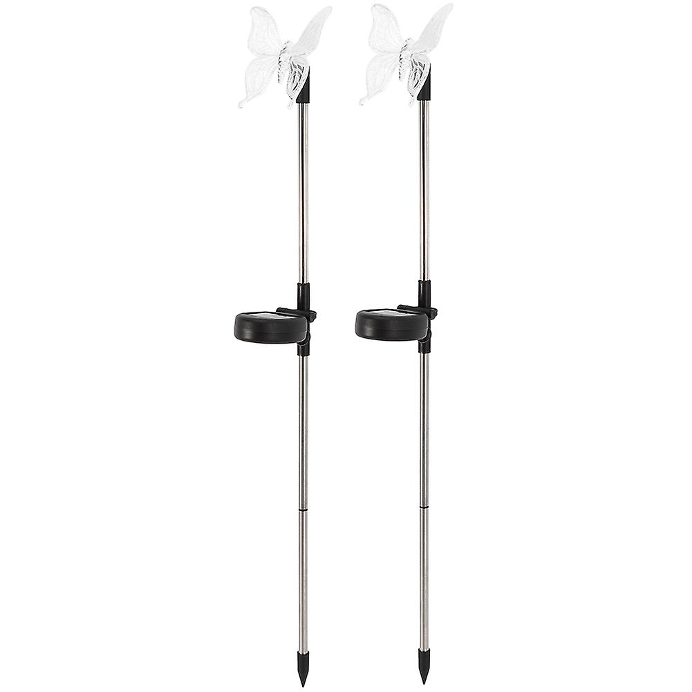 Touch Solar Pathway Lights 2pcs LED Solar Garden Stake Light Multi ColorChanging Landscape Lights for Courtyard Pathway Lawn Decor