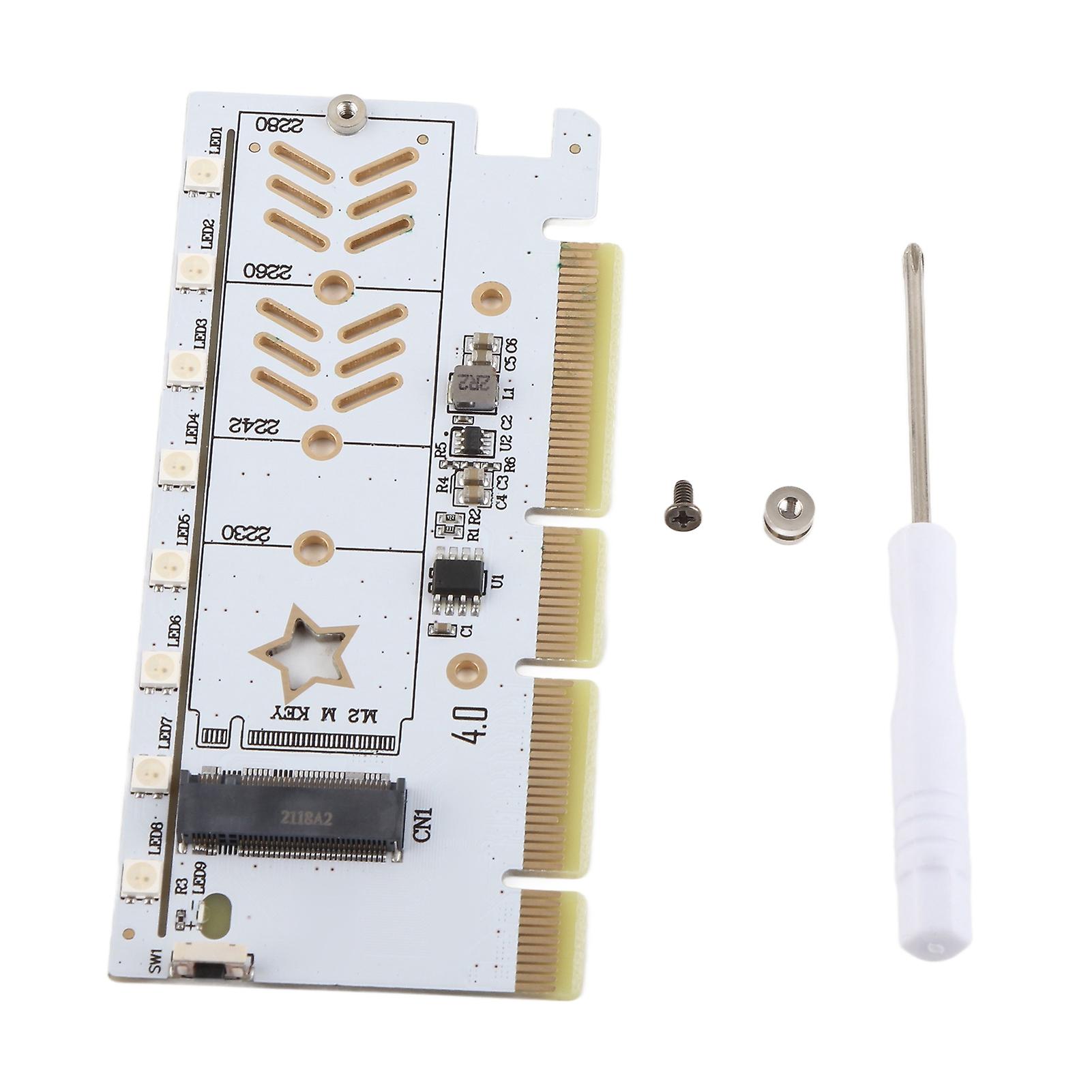 M.2 NVMe SSD to PCIe Adapter 64Gbps PCIe 4.0 18 RGB Mode Plug and Play M.2 PCIe Adapter Card for 2230 2242 2260 2280 With RGB and Dual Power Module