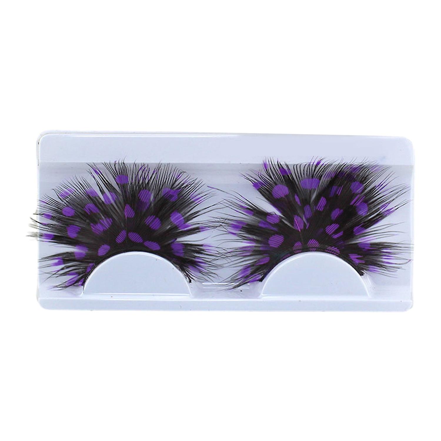 1 Pair 3D Colorful Fake Lashes Natural & Dense Blue Color Artificial Feather Eyelashes Extension
