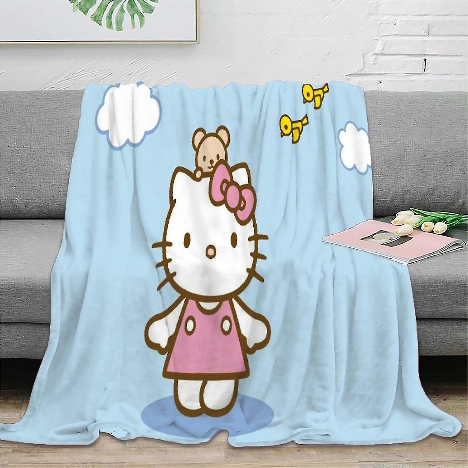 3d Hello Kitty Flannel Throw Blanket, Super Soft Cozy Flannel Fleece Blanket, Kitty Cat Plush Blanket,for Kids Men Women,suitable For Adults And Child