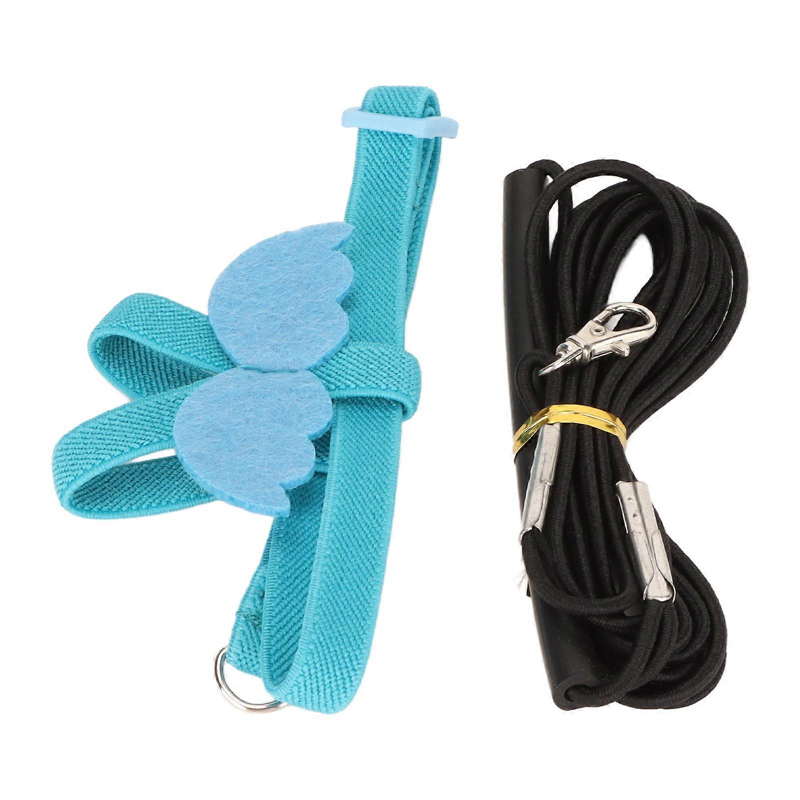 Bird Harness Leash Elastic Easy To Wear Adjustable Lightweight Portable Parrot Flying Leash Straps with Cute Wings L Blue