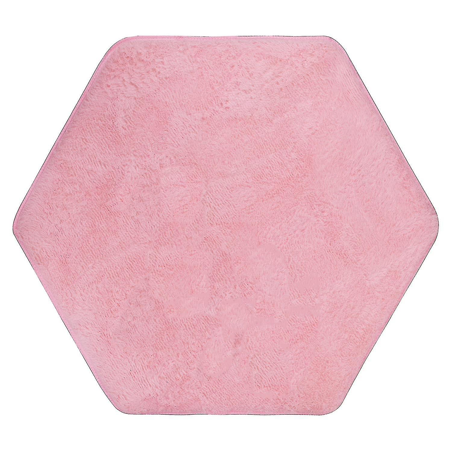 プレイハウスプレイテント用六角形ラグパッドマットソフトコーラルピンクラグ-(ピンク、47 "x55")