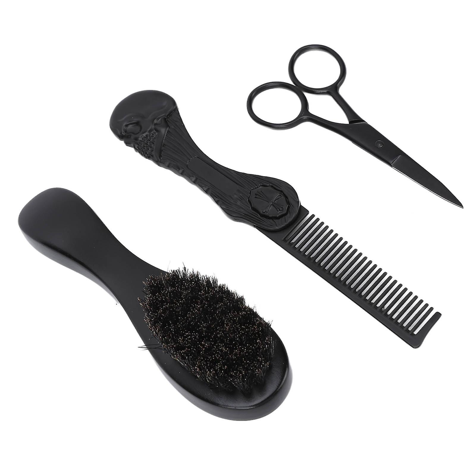 Beard Kit with Folding Zinc Comb, Stainless Scissors & Brush Set