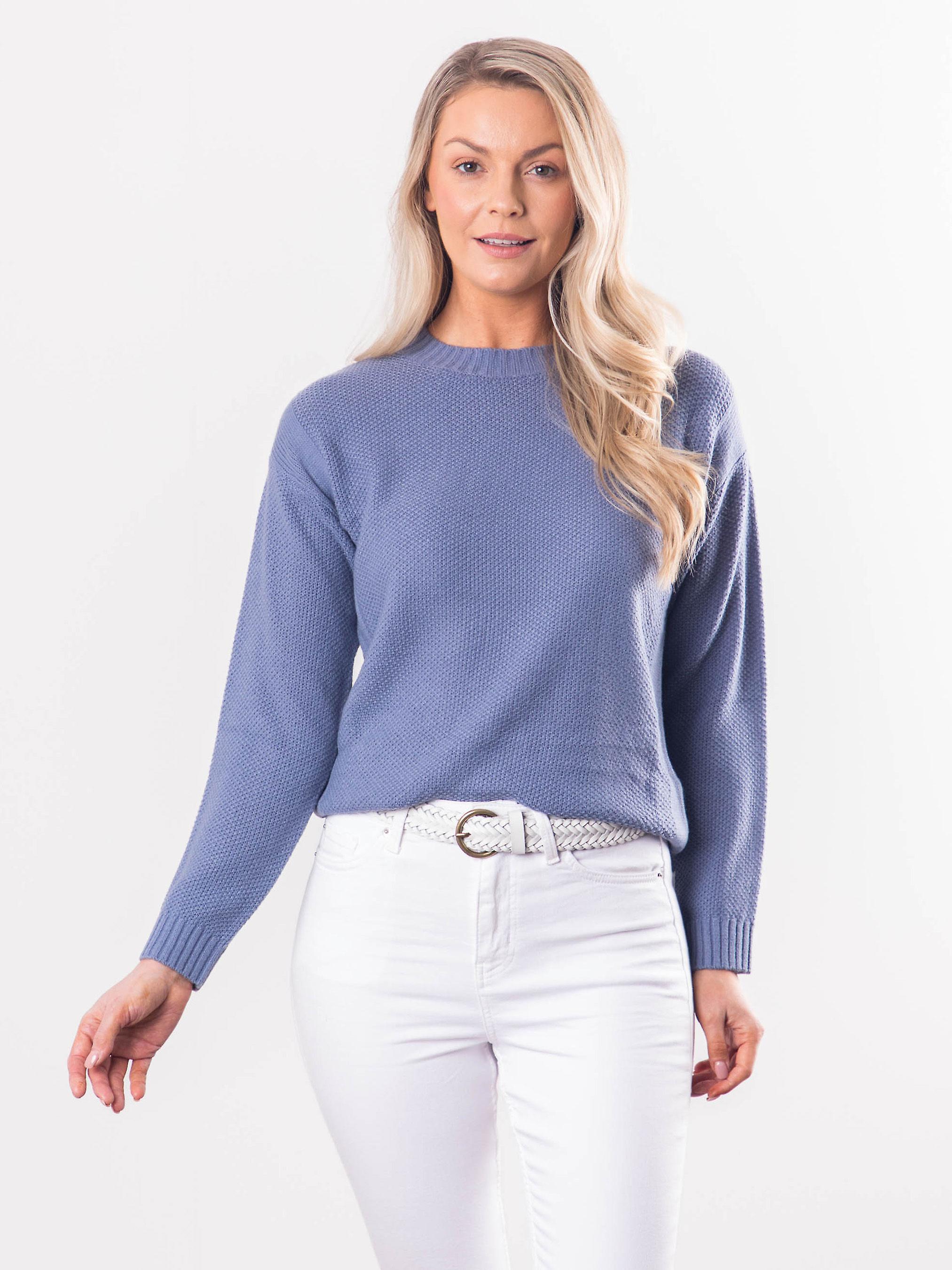 Rossi Crew Neck Jumper in Denim Blue
