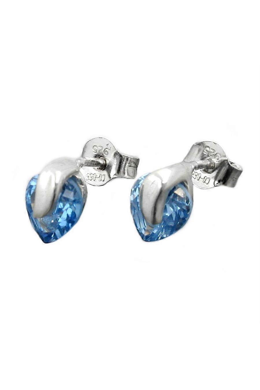 Stud Earrings Synthetic Aquamarine Silver 925 - Gl92058