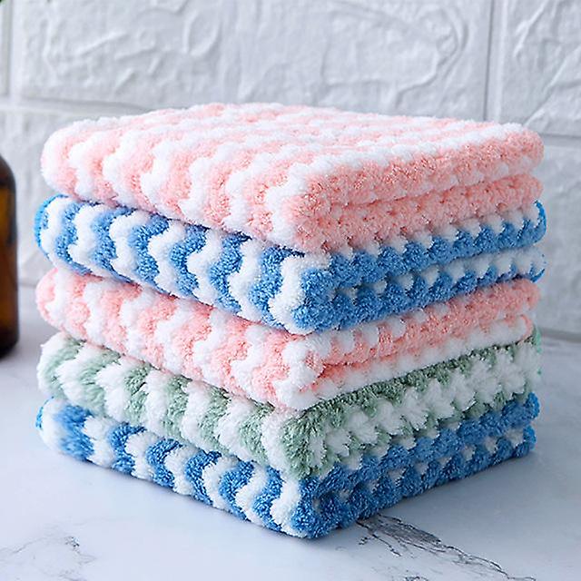 15/10/5Pcs Kitchen Cleaning Rag Coral Fleece Dish Washing Cloth Super Absorbent Scouring Pad Dry And Wet Kitchen Cleaning Towels