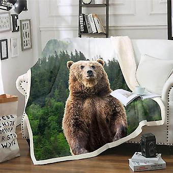 Boys Plush Blanket Bear Fleece Blankets D Brown Bear Print Throw
